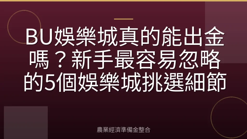 BU娛樂城真的能出金嗎？新手最容易忽略的5個娛樂城挑選細節