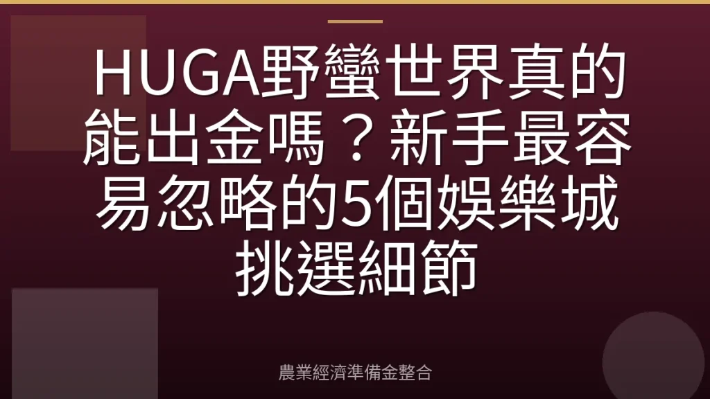 HUGA野蠻世界真的能出金嗎？新手最容易忽略的5個娛樂城挑選細節