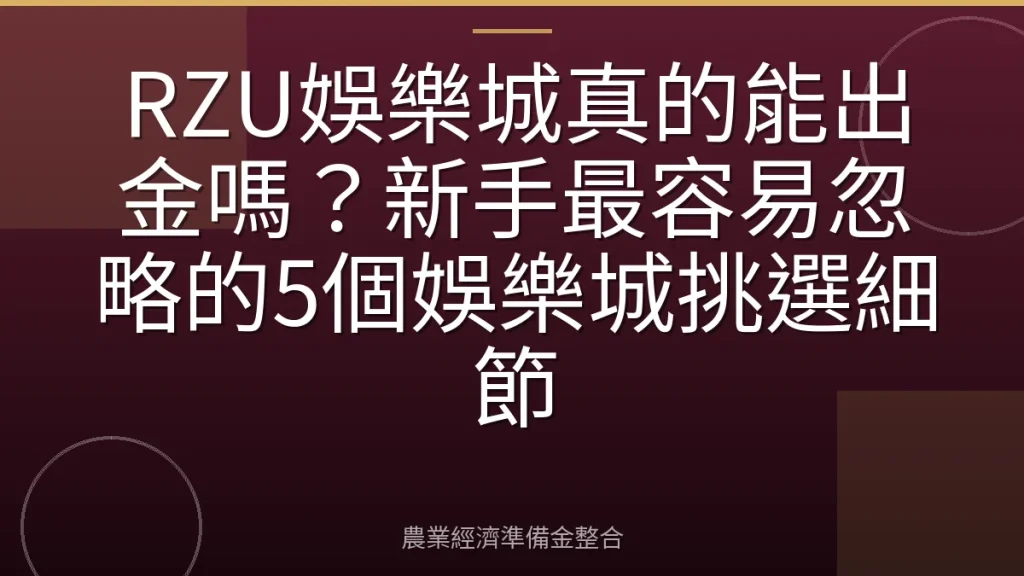 RZU娛樂城真的能出金嗎？新手最容易忽略的5個娛樂城挑選細節