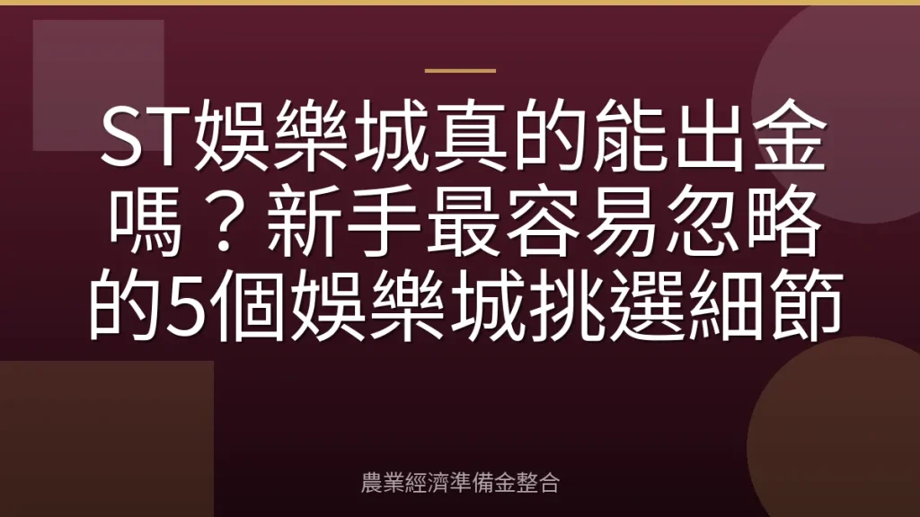 ST娛樂城真的能出金嗎？新手最容易忽略的5個娛樂城挑選細節