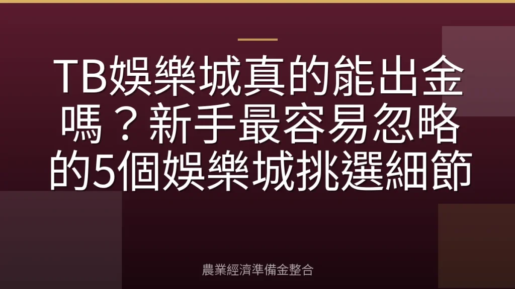 TB娛樂城真的能出金嗎？新手最容易忽略的5個娛樂城挑選細節