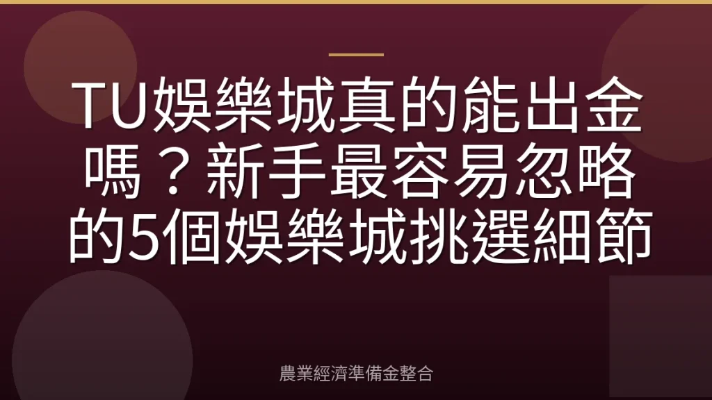 TU娛樂城真的能出金嗎？新手最容易忽略的5個娛樂城挑選細節