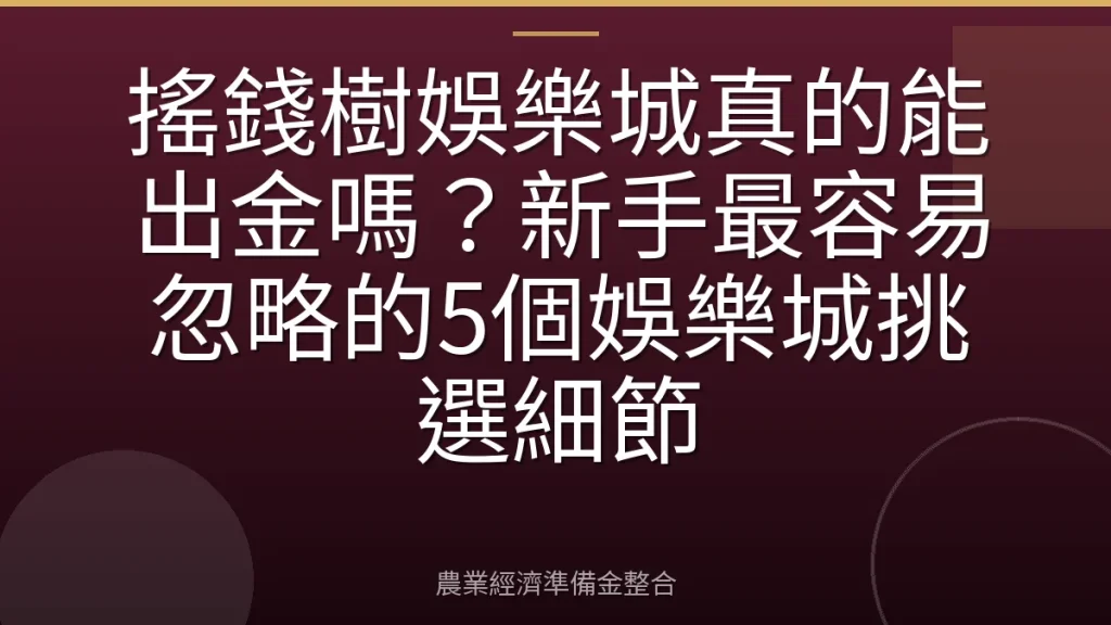 搖錢樹娛樂城真的能出金嗎？新手最容易忽略的5個娛樂城挑選細節