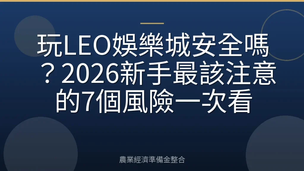 玩LEO娛樂城安全嗎？2026新手最該注意的7個風險一次看