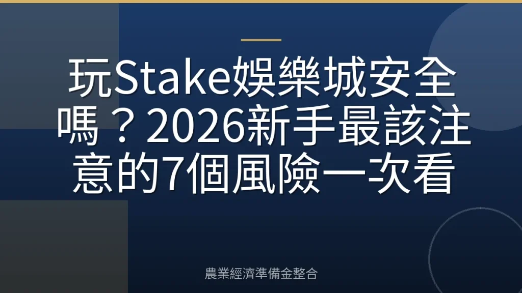 玩Stake娛樂城安全嗎？2026新手最該注意的7個風險一次看
