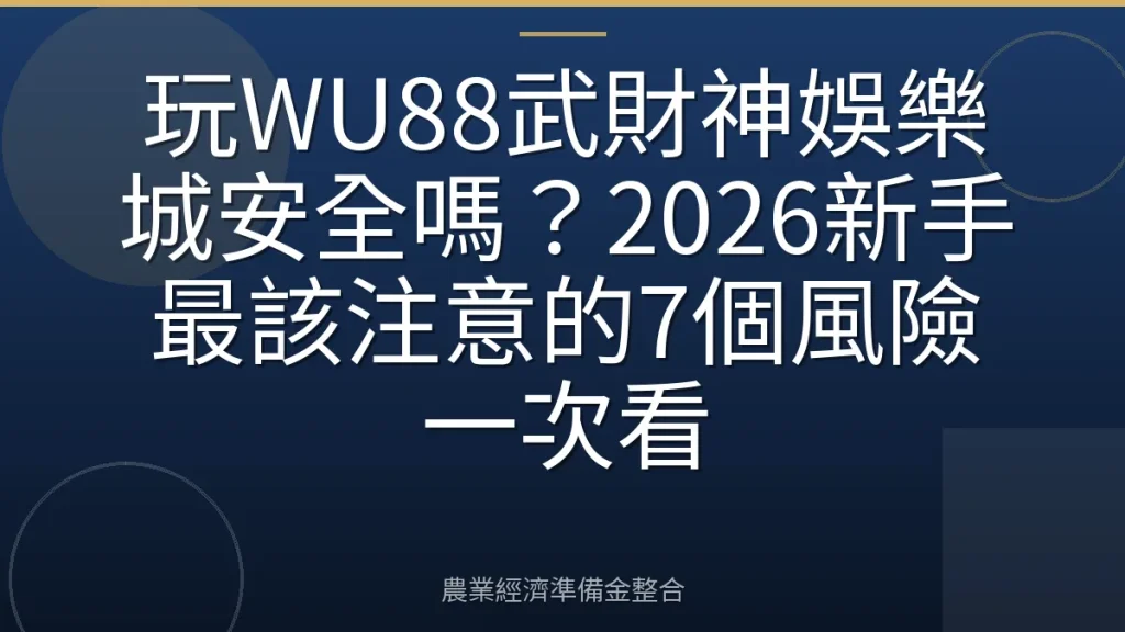 玩WU88武財神娛樂城安全嗎？2026新手最該注意的7個風險一次看