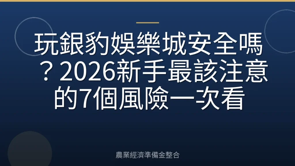 玩銀豹娛樂城安全嗎？2026新手最該注意的7個風險一次看