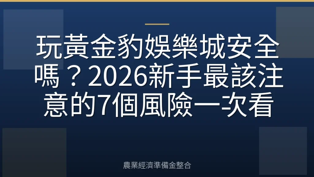 玩黃金豹娛樂城安全嗎？2026新手最該注意的7個風險一次看