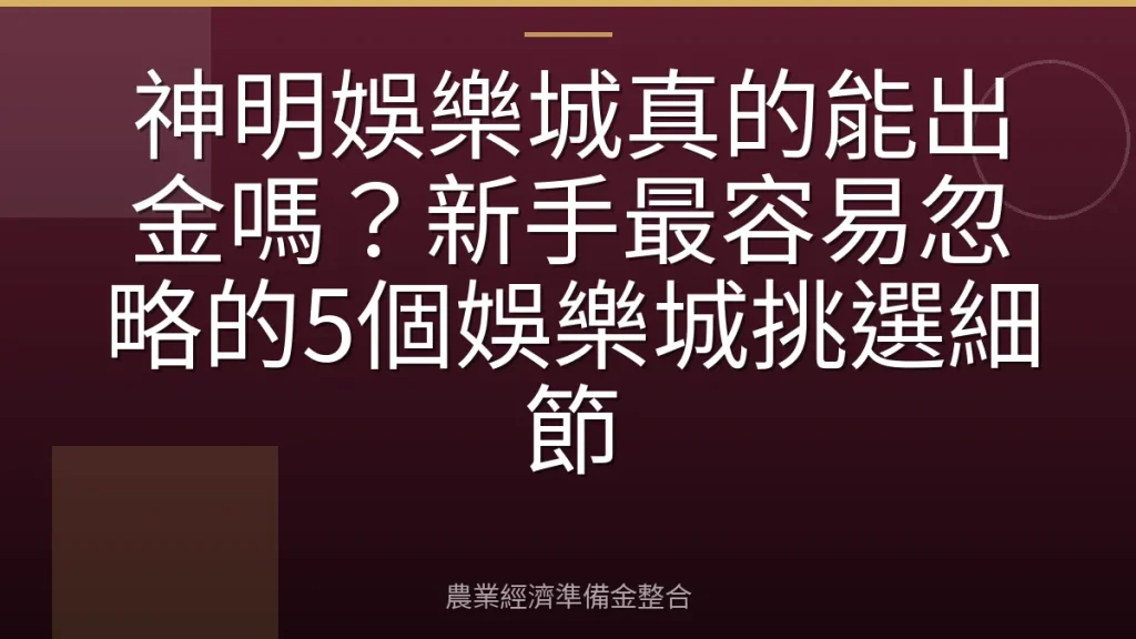 神明娛樂城真的能出金嗎？新手最容易忽略的5個娛樂城挑選細節