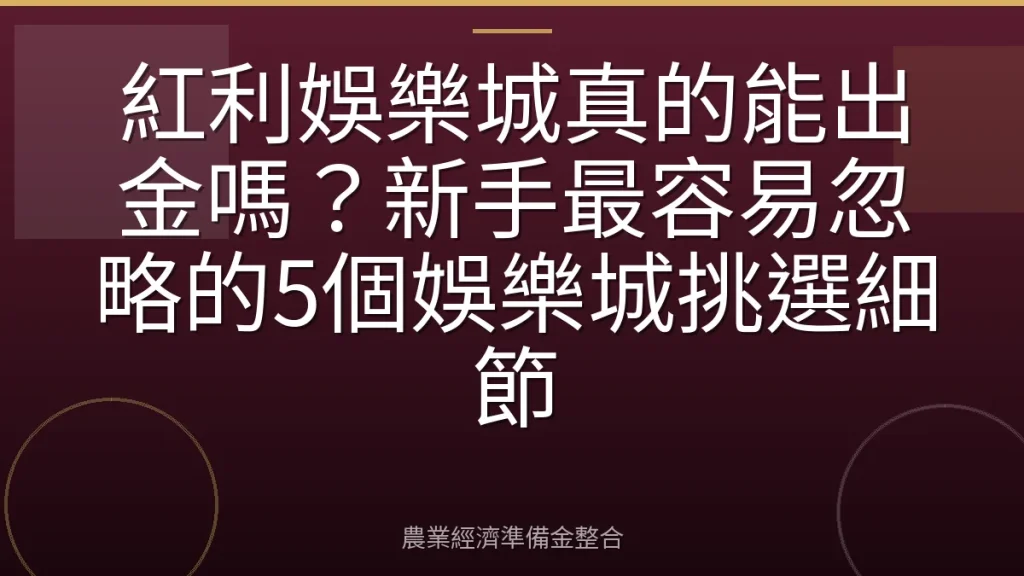 紅利娛樂城真的能出金嗎？新手最容易忽略的5個娛樂城挑選細節