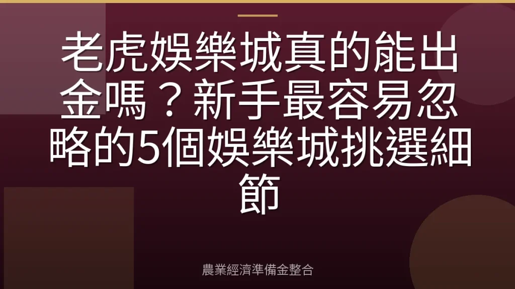 老虎娛樂城真的能出金嗎？新手最容易忽略的5個娛樂城挑選細節
