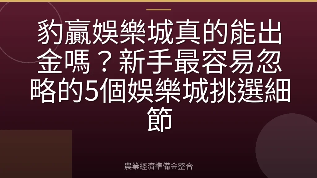 豹贏娛樂城真的能出金嗎？新手最容易忽略的5個娛樂城挑選細節