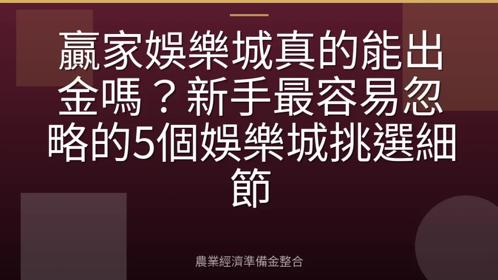 贏家娛樂城真的能出金嗎？新手最容易忽略的5個娛樂城挑選細節