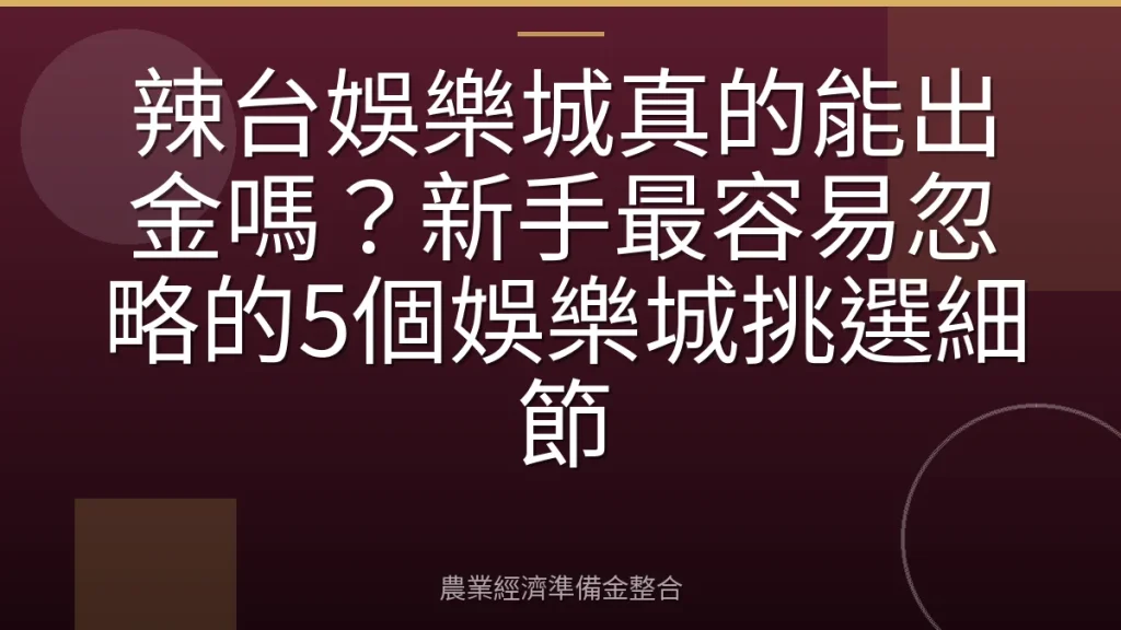 辣台娛樂城真的能出金嗎？新手最容易忽略的5個娛樂城挑選細節