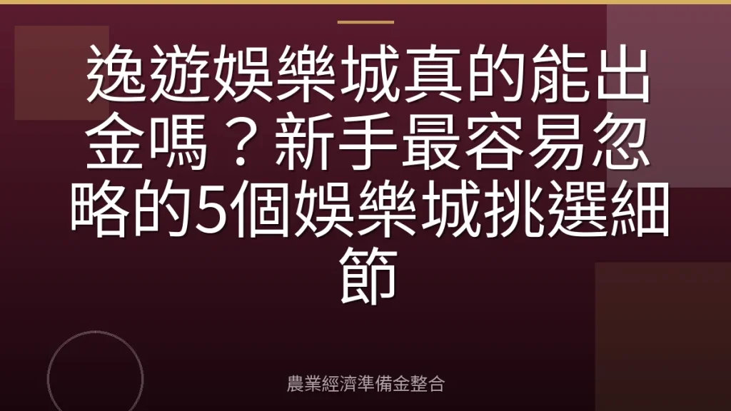 逸遊娛樂城真的能出金嗎？新手最容易忽略的5個娛樂城挑選細節