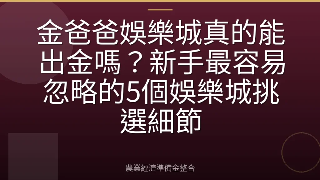金爸爸娛樂城真的能出金嗎？新手最容易忽略的5個娛樂城挑選細節