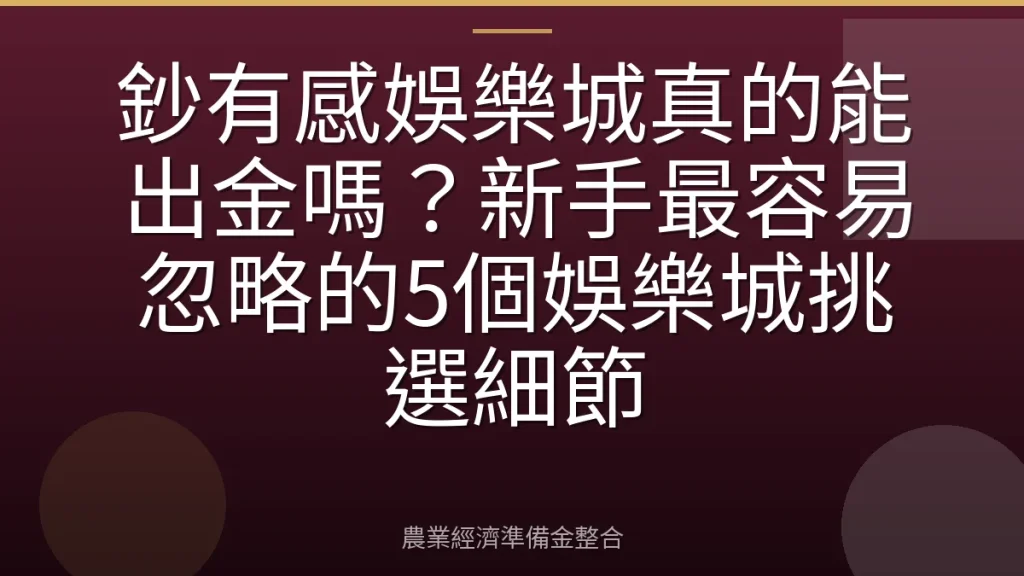 鈔有感娛樂城真的能出金嗎？新手最容易忽略的5個娛樂城挑選細節