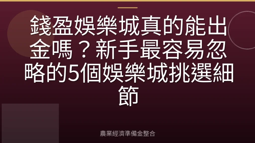 錢盈娛樂城真的能出金嗎？新手最容易忽略的5個娛樂城挑選細節