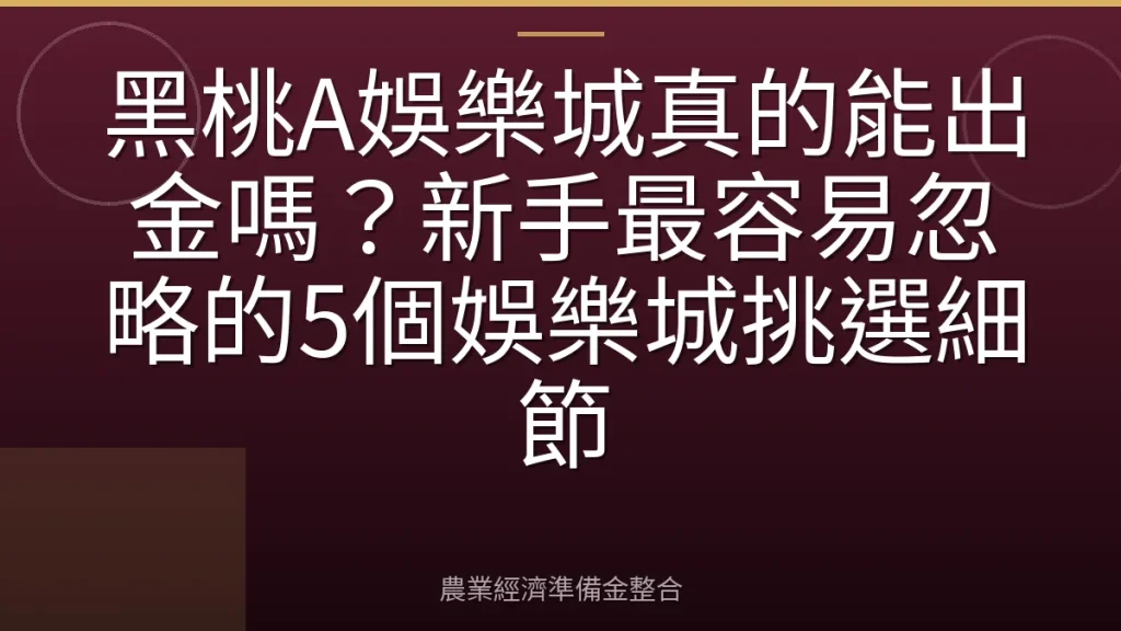黑桃A娛樂城真的能出金嗎？新手最容易忽略的5個娛樂城挑選細節